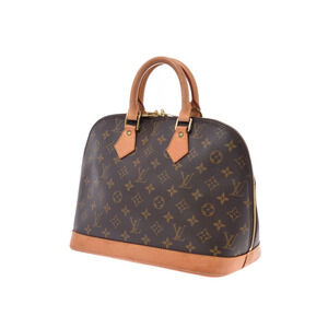 Louis Vuitton Brown Leather Monogram Handbag Alma